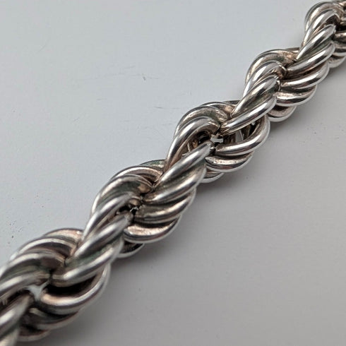 British vintage sterling silver twisted chain necklace 40cm 12.5g EJLd
